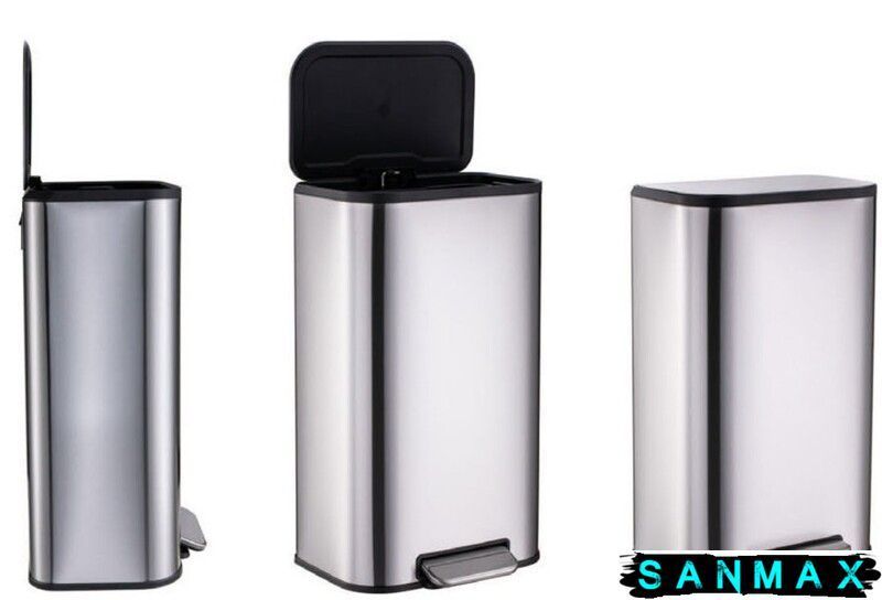 Відро для сміття з плавним закриттям прямокутне Mixxus Bevel-TC0105 SS Color 5л колір наржавійка (MI7086) MI7086 фото