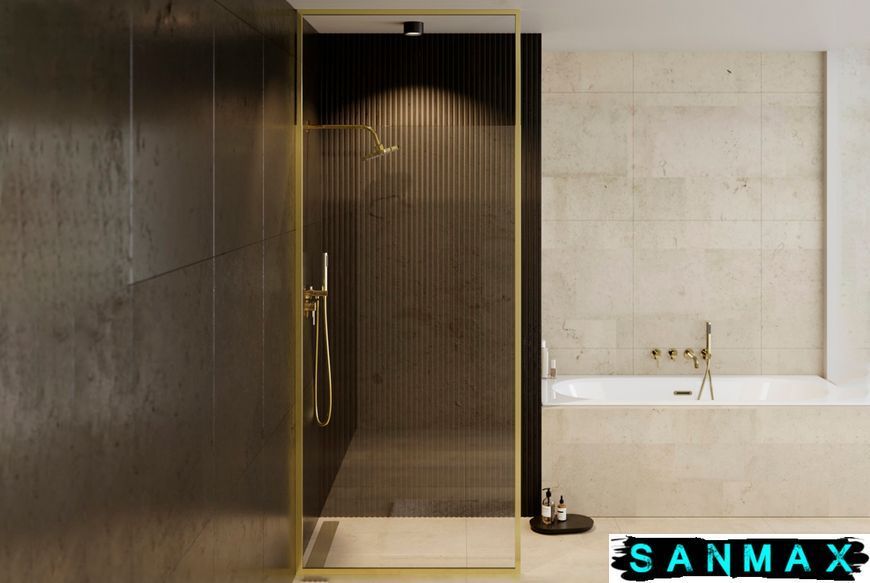 Кабіна walk in Basco Icon Gold 120x200-280 скло прозоре, профіль золотий ICG-120-200C фото