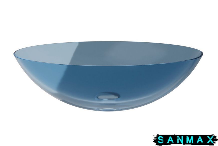 Умивальник на стільницю Besco Anya Blue Wave 50х35 клік-клак хром #UMA-50-BWC фото