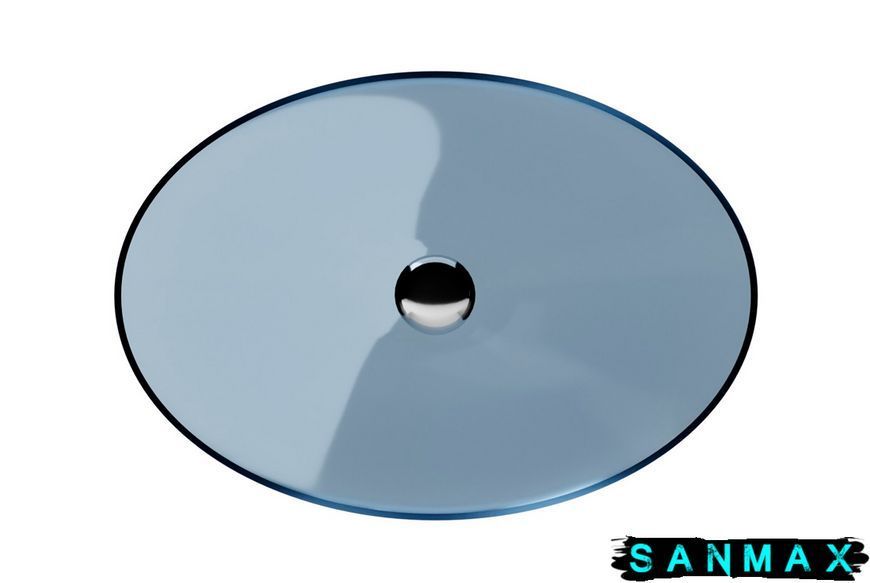 Умивальник на стільницю Besco Anya Blue Wave 50х35 клік-клак хром #UMA-50-BWC фото