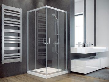 Кабіна квадратна Besco Modern 90x90x185 універсальна: скло прозоре, профіль хромований MK-90-185-C фото