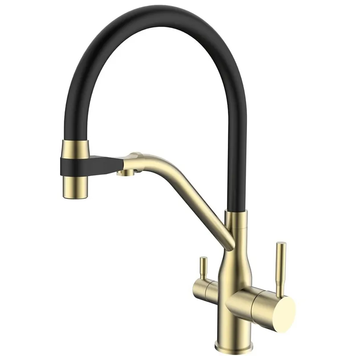 Змішувач для кухні Mixxus Premium Gravity 021 Brushed Gold Refl.Чорний (MI6981) MI6981 фото
