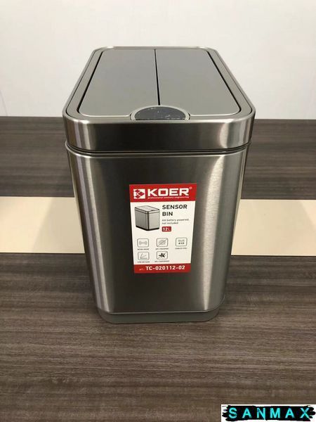 Відро для сміття сенсорне прямокутне Koer TC-020112-02 12 л колір нержавійка (KR5582) KR5582 фото