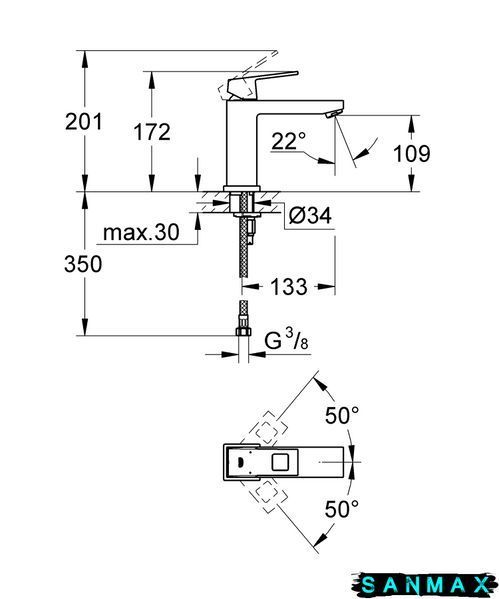 Змішувач для умивальника M-розміру Grohe Eurocube (23446000) 23446000 фото
