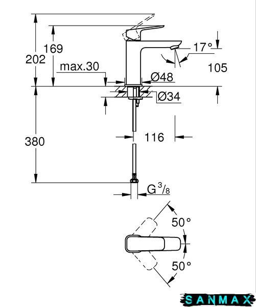 Одноважільний змішувач для умивальника M-розміру Grohe Cubeo (1017550000) 1017550000 фото