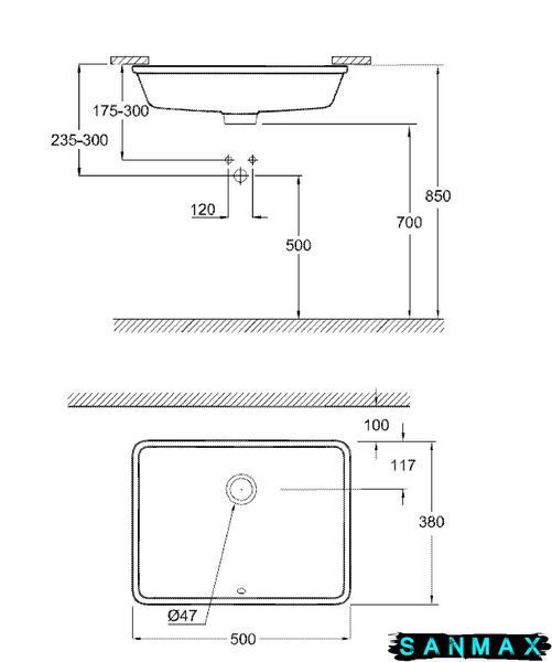 Раковина 50 вбудованого монтажу під стільницю Grohe Cube Ceramic 492х370 мм (3948000H) 3948000H фото