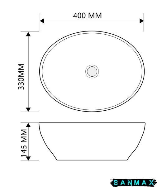 Раковина накладна Mixxus Premium Ellipse-0108 Marble 400х330х145mm (MP6526) MP6526 фото