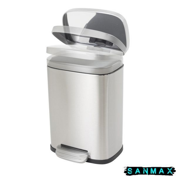 Відро для сміття з плавним закриттям прямокутне Mixxus Bevel-TC0112 SS Color 12л колір наржавійка (MI7087) MI7087 фото