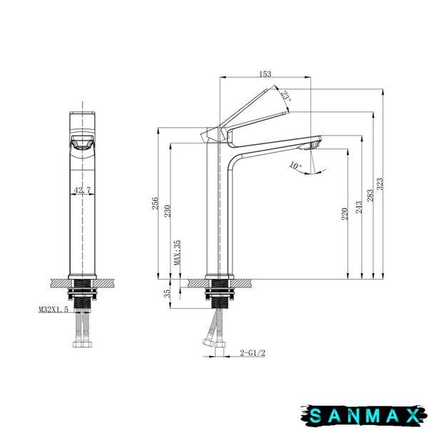 Змішувач для умивальника Mixxus Wilson 001 High (MI7129) MI7129 фото