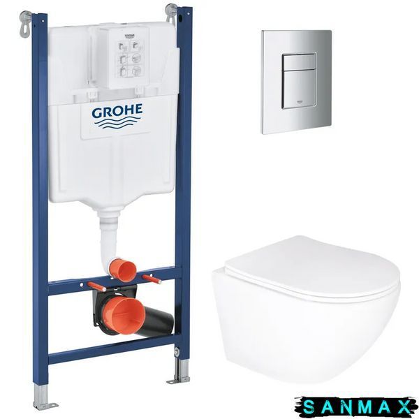 Інсталяційний комплект пневмо Grohe Set Унітаз Ellise-0305-T3 + Інсталяція UA388400WG + панель 38732000 (388400WGELLIPS0305T3) 388400WGELLIPS0305T3 фото