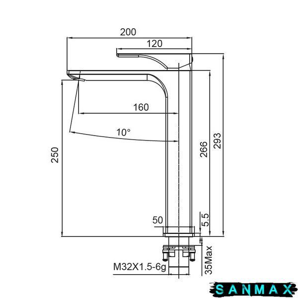 Змішувач для умивальника високий, чорний Koer KB-11010-05 (KR3483) KR3483 фото
