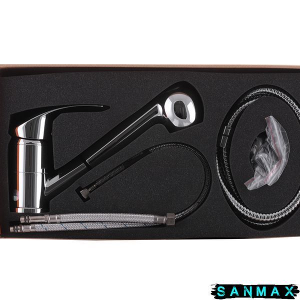 Змішувач для кухні на шпильці з висувною лійкою Haiba Maxx 014 Хром (HB0285) HB0285 фото