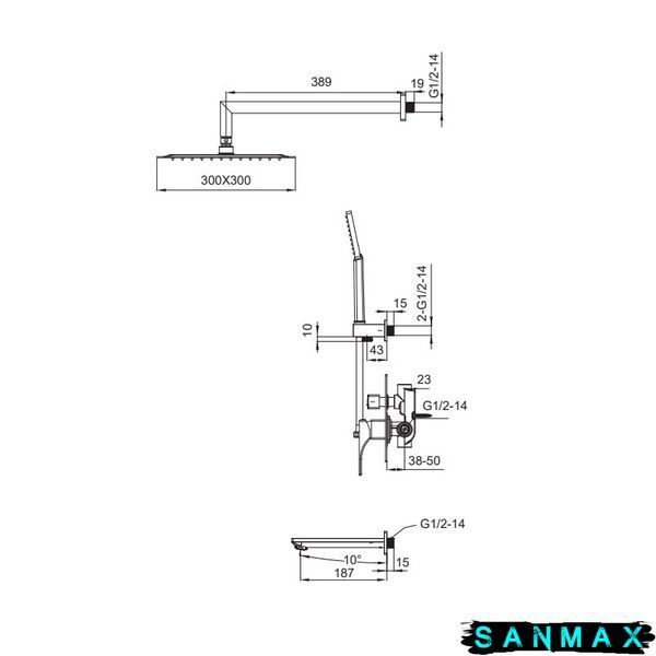 Вбудована душова система Koer KB-64010-05 Чорна (KR3493) KR3493 фото