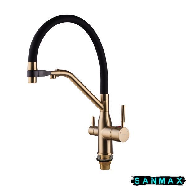 Змішувач для кухні Mixxus Premium Gravity 021 Brushed Gold Refl.Чорний (MI6981) MI6981 фото