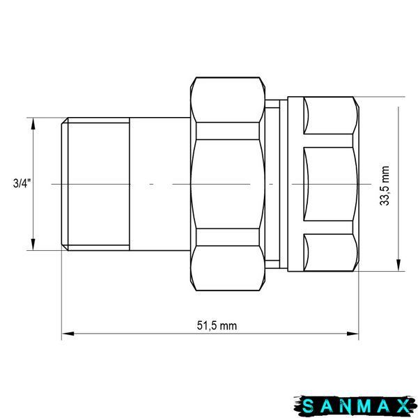 Згін американка 3/4 прямий Koer KR.341 (KR0132) KR0132 фото