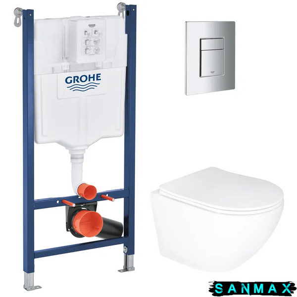 Інсталяційний комплект пневмо Grohe Set Унітаз Ellise-0305-T3 + Інсталяція UA388400WG + панель 38732000 (388400WGELLIPS0305T3) 388400WGELLIPS0305T3 фото
