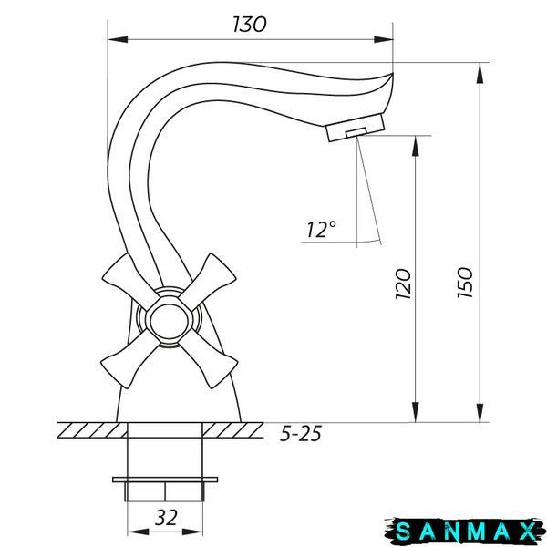 Змішувач для умивальника Zerix Med-A 722 (ZX2801) ZX2801 фото
