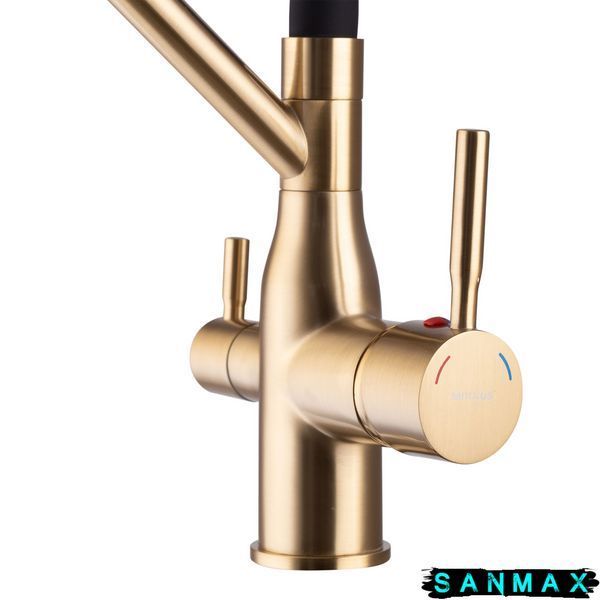 Змішувач для кухні Mixxus Premium Gravity 021 Brushed Gold Refl.Чорний (MI6981) MI6981 фото