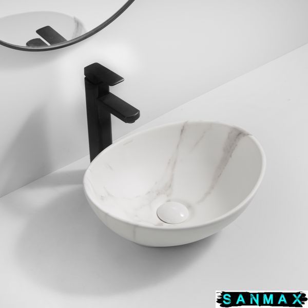 Раковина накладна Mixxus Premium Ellipse-0108 Marble 400х330х145mm (MP6526) MP6526 фото