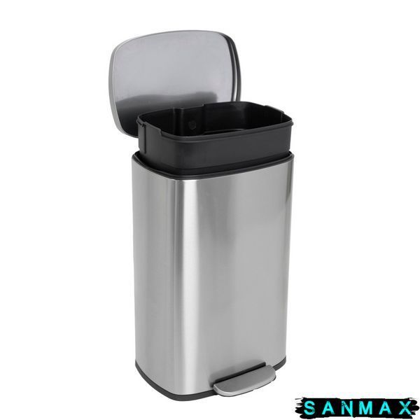 Відро для сміття з плавним закриттям прямокутне Mixxus Bevel-TC0112 SS Color 12л колір наржавійка (MI7087) MI7087 фото