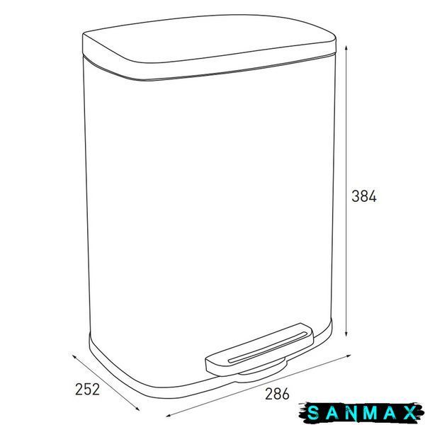 Відро для сміття з плавним закриттям прямокутне Mixxus Bevel-TC0112 SS Color 12л колір наржавійка (MI7087) MI7087 фото