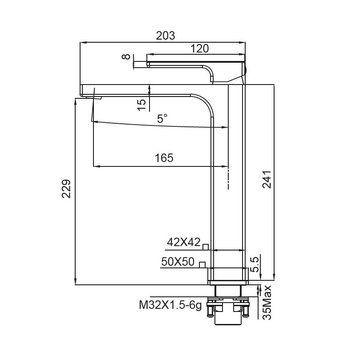Змішувач для умивальника високий, хром Koer KB-11009-01 (KR3500) KR3500 фото