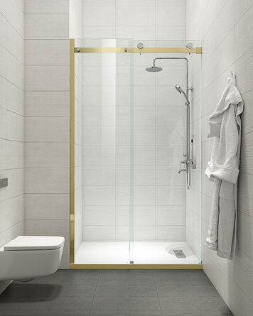 Двері в нішу Koer SR SD01-120x200-TR-12 прозоре скло Easy Clean 8мм, матове золото (KR5377) KR5377 фото