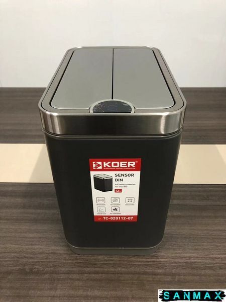 Відро для сміття сенсорне прямокутне Koer TC-020112-07 12 л колір графіт (KR5583) KR5583 фото