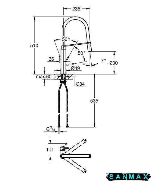 Змішувач для кухні з гнучким виливом Grohe Concetto new (31491000) 31491000 фото