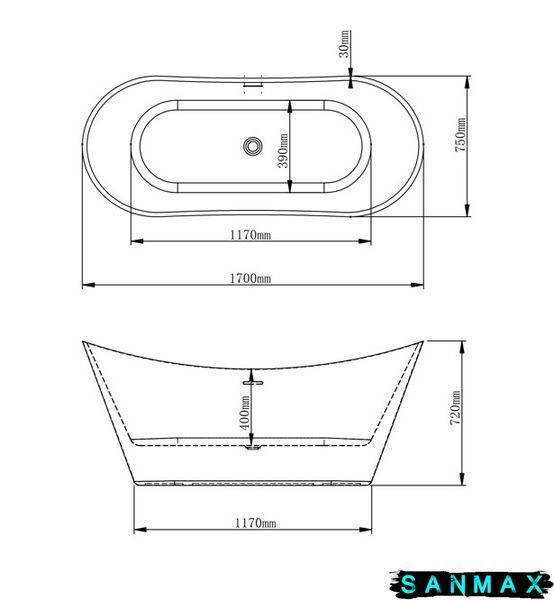 Ванна акрилова Vbi Marmolada Чорна 170x75 VBI-071117 фото