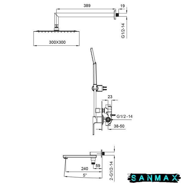 Вбудована душова система Koer KB-66009-01 Хром (KR3508) KR3508 фото