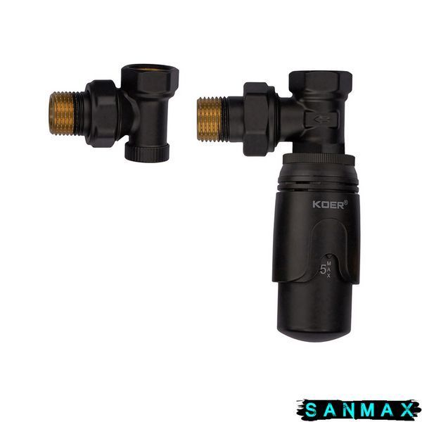 Комплект для підключення радіатора 1/2 кутовий Koer Set-24 Чорний (KR5283) KR5283 фото