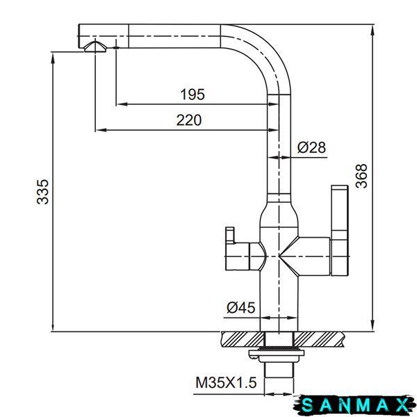 Змішувач для кухні на дві води Koer KI-72020-02 Нерж (KR4797) KR4797 фото