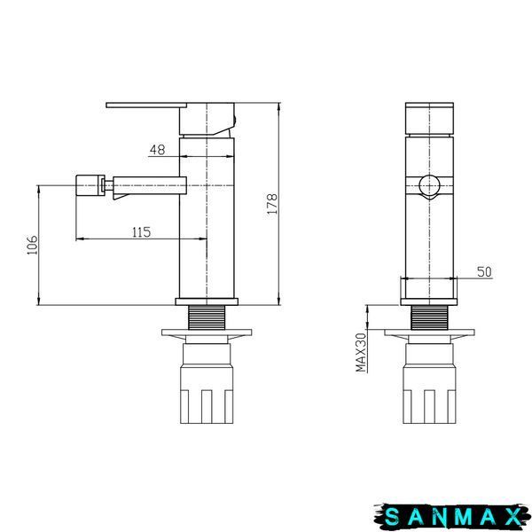 Змішувач для біде на гайці Mixxus Relax 002 Хром (MI6252) MI6252 фото