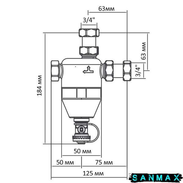 Сепаратор бруду з магнітом для котла Roho R680-075W - 3/4" (білий) (RO0158) RO0158 фото