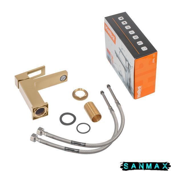 Змішувач для умивальника Haiba Kant 001 Brushed Gold (HB9605) HB9605 фото