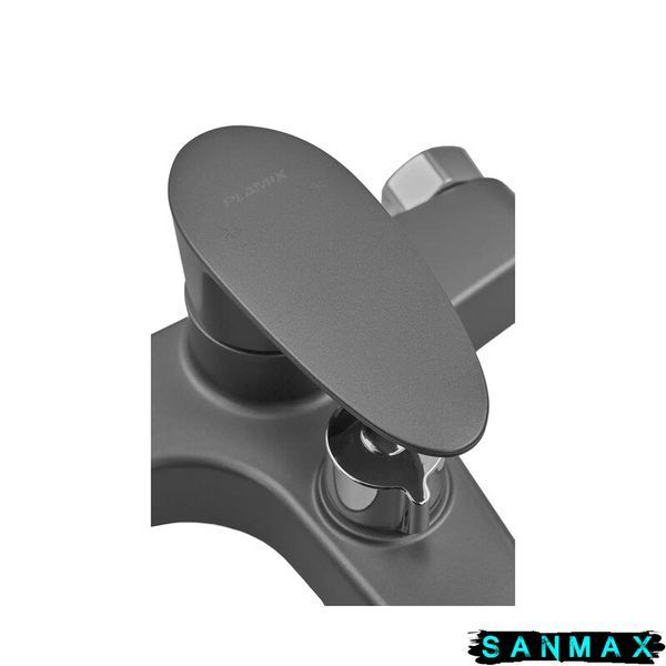 Змішувач для ванни Plamix Cezar-009 Euro Set Графіт, зі шлангом, лійкою та кронштейном (PM0694) PM0694 фото
