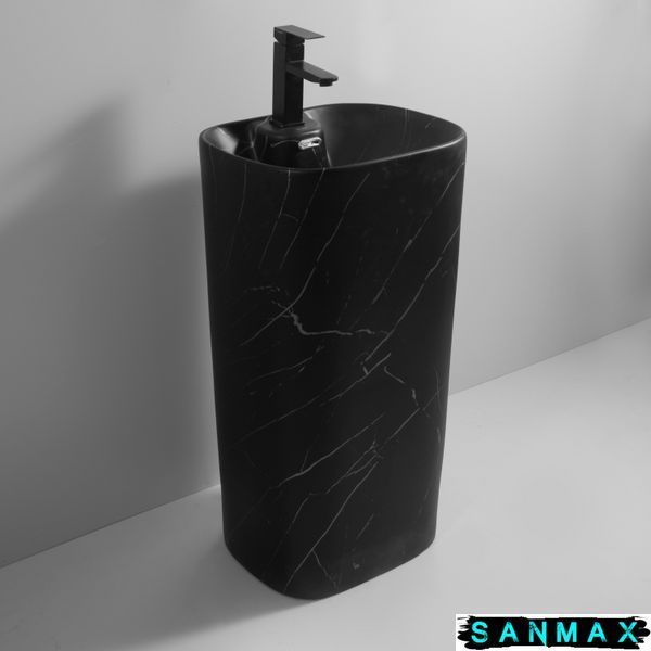 Умивальник моноблок Mixxus Premium Diverse-1102 Marble 460х380х840mm з отвором під змішувач та переливом Мармур (MP6576) MP6576 фото