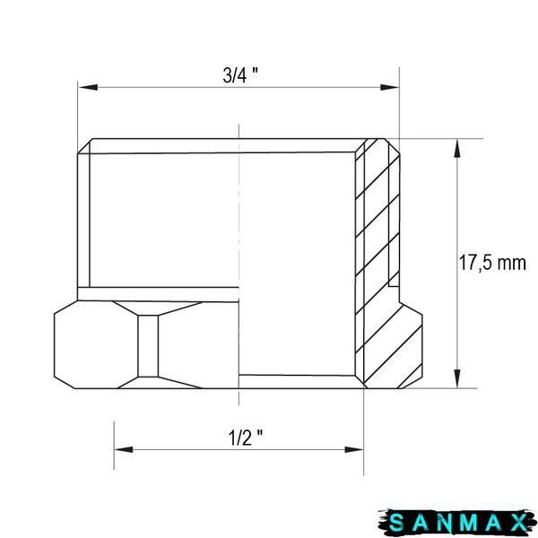 Футорка латунна 1/2х3/4 Koer KF.F0608.WN (KR2985) KR2985 фото
