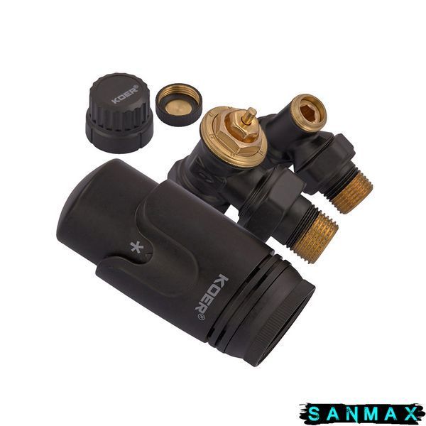 Комплект для підключення радіатора 1/2 кутовий Koer Set-24 Чорний (KR5283) KR5283 фото