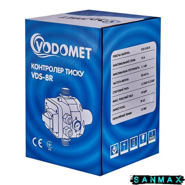 Контролер тиску Vodomet VDS-8R електронний для насоса до 1,1кВт,1", з кабелем та розеткою (VO4202) VO4202 фото