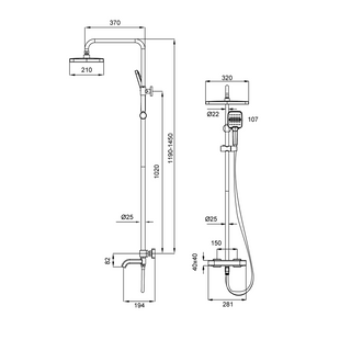 Душова система термостатична Koer KB-57038-01 3 функції Хром (KR5960) KR5960 фото