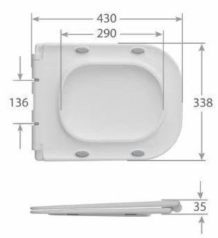 Кришка для унітазу Mixxus Seat Cover Quadro-2003 з мікроліфтом 430х338х35mm (MI6689) MI6689 фото