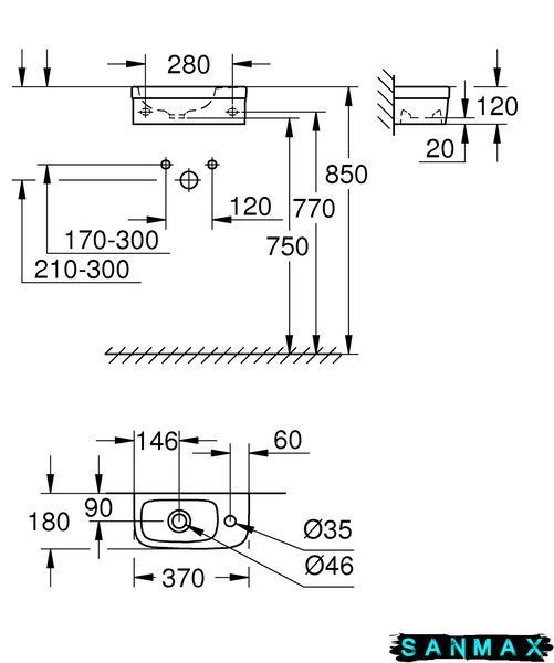 Рукомийник 37 зі PureGuard Grohe Euro Ceramic (3932700H) 3932700H фото