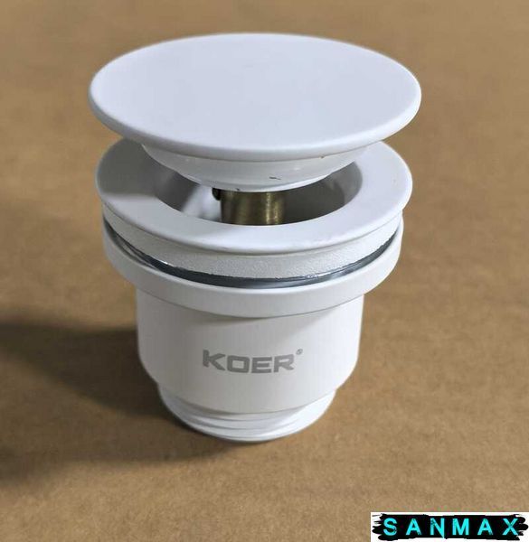 Донний клапан для умивальника універсальний Koer PW-11-03 Білий (KR5791) KR5791 фото