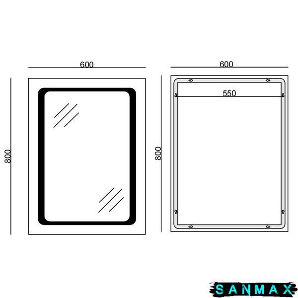 Дзеркало Mixxus Twee MR09-80x60-Reverse з Led Touch, Anti-fog, димером, регулюванням яскравості (MI6660) MI6660 фото