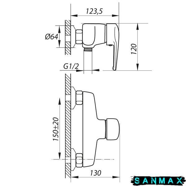 Змішувач для душа Zerix Git-A 135 (ZX0035) ZX0035 фото