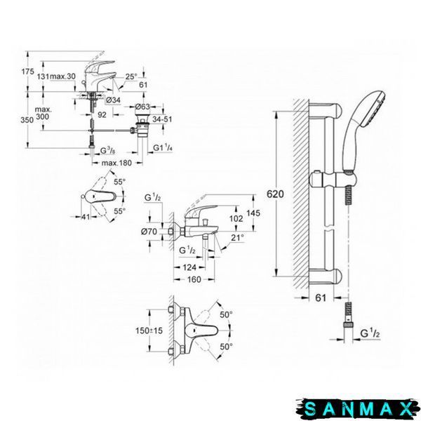 Набір для ванни 3 в 1 Grohe EX Euroeco (123226S0) UA123226S0 фото
