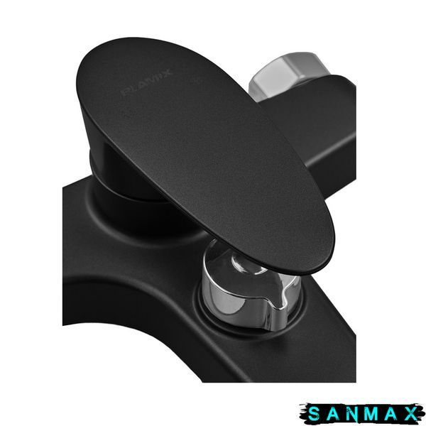Змішувач для ванни Plamix Cezar-009 Euro Set Matte Чорний, зі шлангом, лійкою та кронштейном (PM0693) PM0693 фото