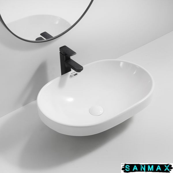 Раковина врізна на стільницю Mixxus Premium Ellipse-1601 600х400х190mm з переливом (MP6569) MP6569 фото
